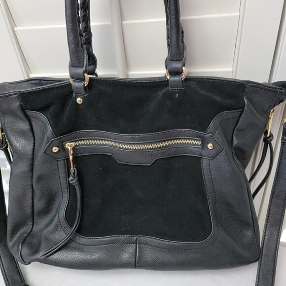 Moda Luxe Gray Tote Faux Leather Suede Purse Satchel - Picture 3 of 14